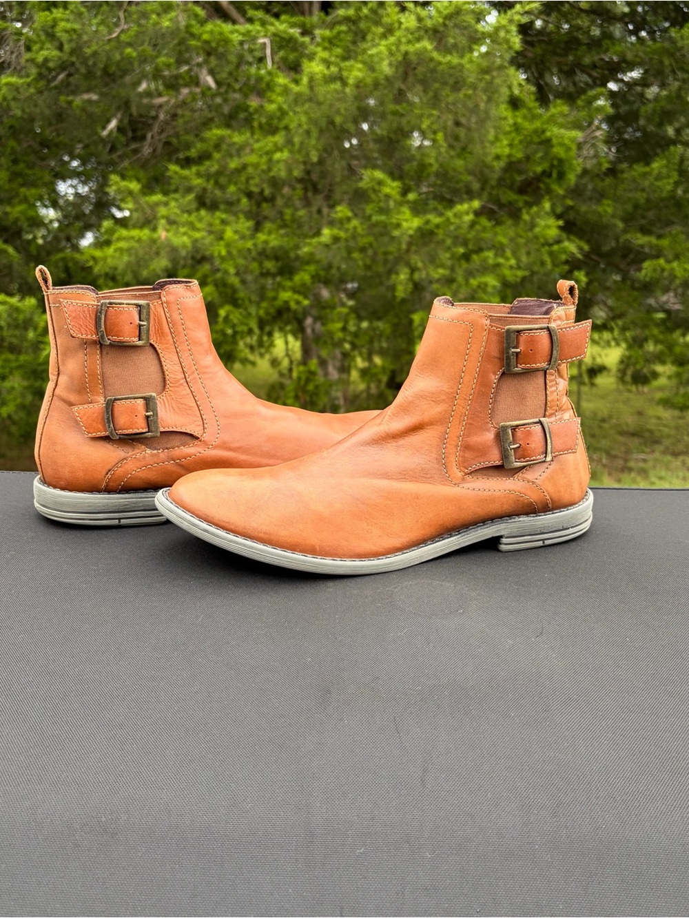 ROAN by BED/STU Cyan Leather Chelsea Strap Boots Sz 11.5